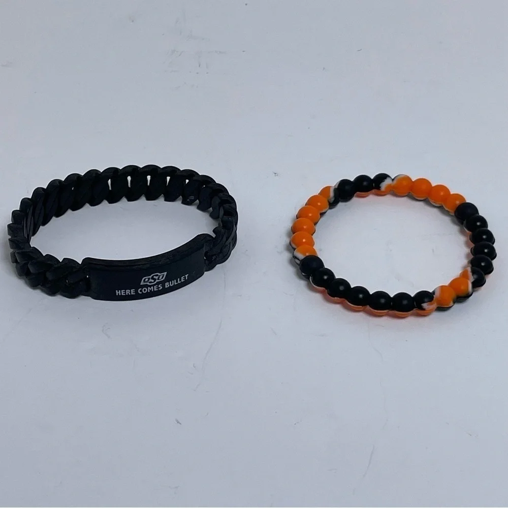 OSU Here Comes Bullet Bracelet and Black and Orange Bracelet